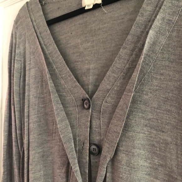 M. Rena grey long button up cardigan sweater, med - Picture 4 of 7